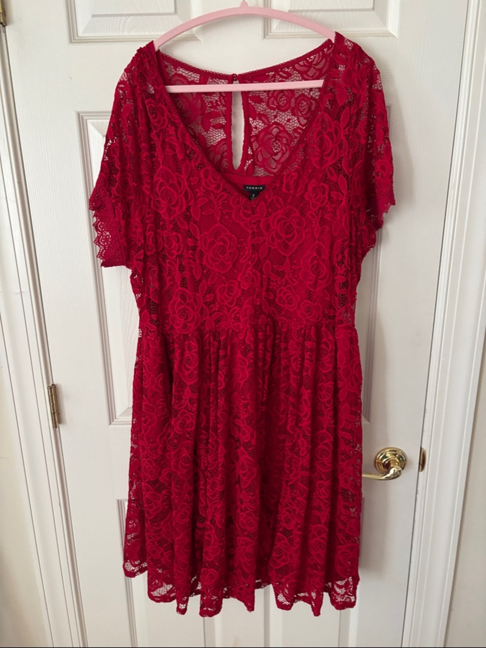 Torrid Red Lace V-Neck Mini Dress